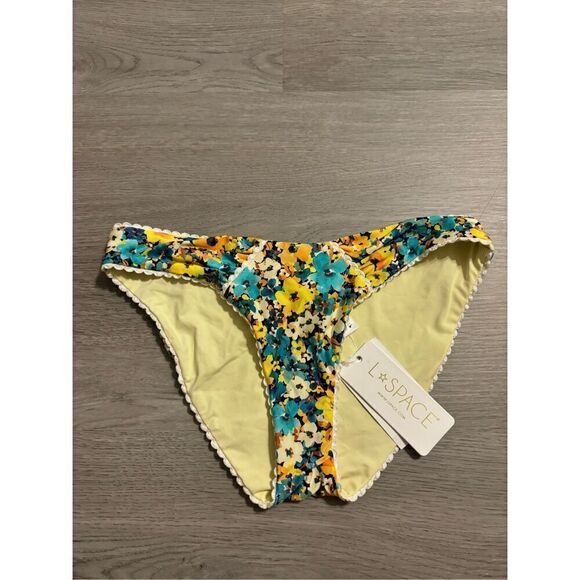 L*Space Blue Floral Classic Bikini Bottoms Sz Small NWT - Picture 1 of 4